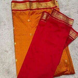 Burnt Orange & Red Saree